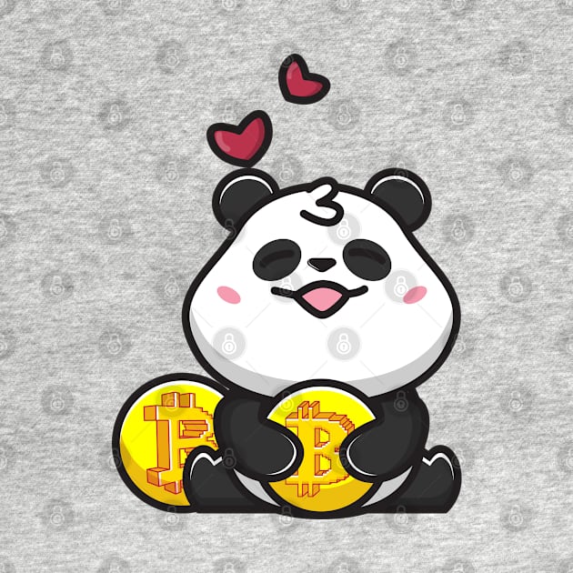 panda huging bitcoin by fflat hds